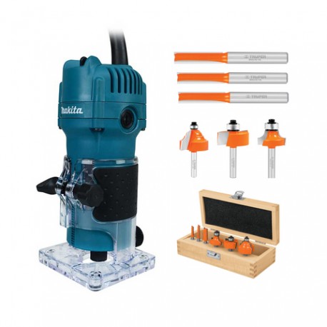 Combo Router Makita + Juego De 6 Brocas Truper