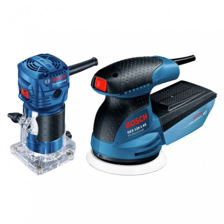 Combo Router Bosch GKF 550 + Lijadora Excéntrica Bosch GEX125-1 AE