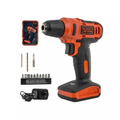 Taladro Atornillador Black and Decker LD12SP-B3 + Accesorios