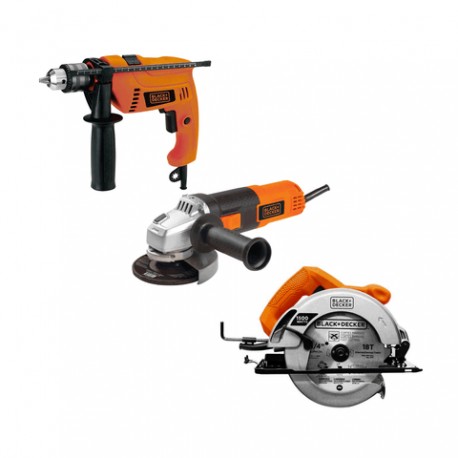 Rotomartillo + Esmeriladora + Sierra Circular Black and Decker