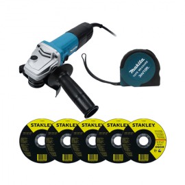 Mini Esmeriladora Makita M9510 850 W + Discos + Flexómetro