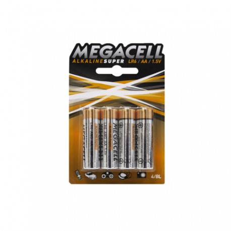 Pilas Megacell Super Alcalina AA 1.5 V 4 Pzs