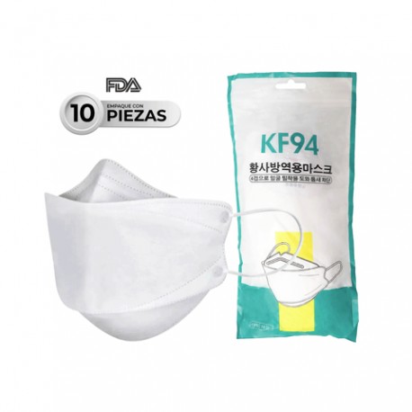 Cubrebocas KF94 Tapabocas Mascarilla Facial Tricapa 10 Pzs